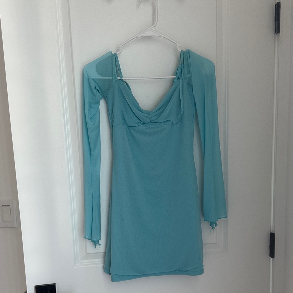 Edikted Teal Long Sleeve Dress
